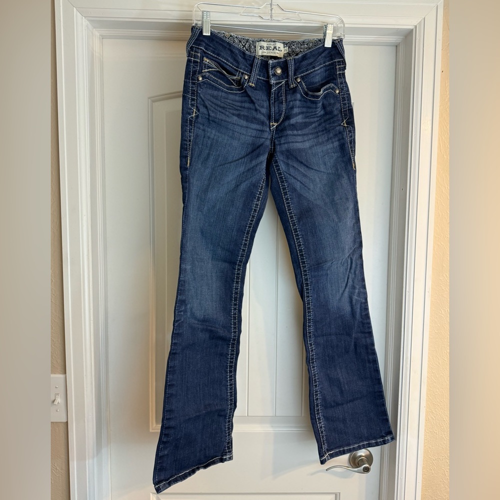 Ariat R.E.A.L. Mid Rise Stretch Whipstitch Boot Cut Jean, size 27R